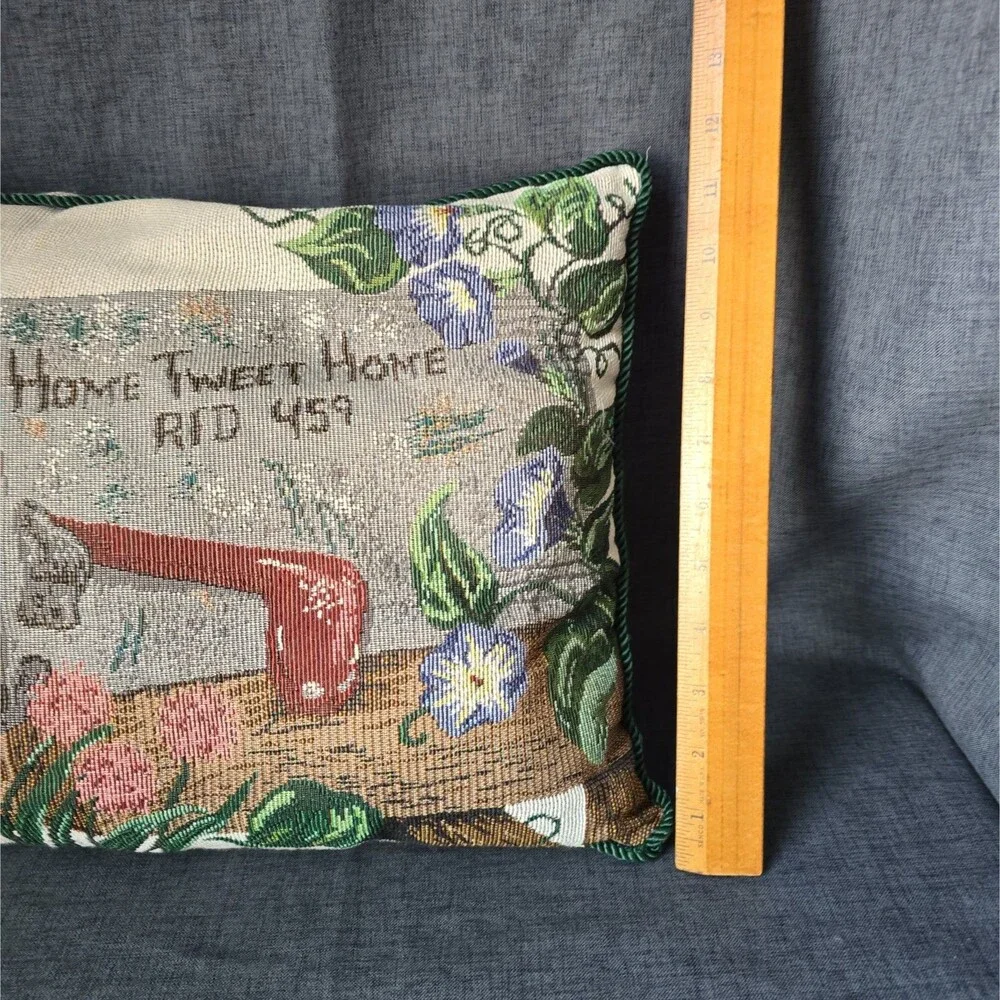 Home Tweet Home 459 Mailbox Tapestry Throw Pillow Cottagecore Birdhouse Nest